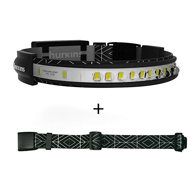 Hurkins Orbit, 180Ëš Wide Angle Rechargeable Headlamp (Black, Orbit+Extention Belt)