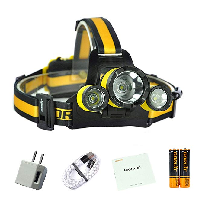 LED Headlamp Rechargeable Outdoor Headlight Ultra Bright