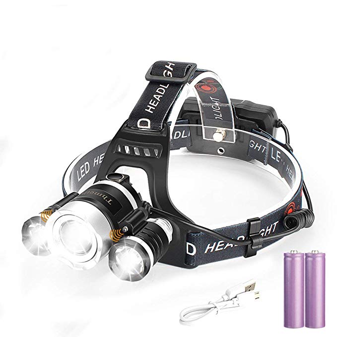 Motion Sensor Headlamp,Brightest LED Headlamp 4 Modes Rotary Zoomable Waterproof Headlight Flashlght with Induction Powered Battery USB Rechargeable,Running or Camping headlamps(Headlamp)