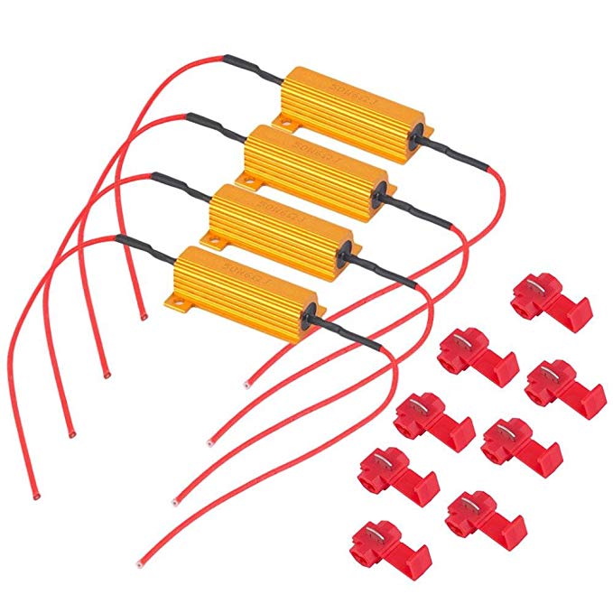 4PCS 50W 6ohm Load Resistors ELOGOOG - Fix LED Bulb or License Plate Lights Fast Hyper Flash Turn Signal Blink Error Code