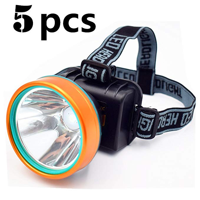 HT 5Pcs Waterproof 50W 2600ft Bright Range keep working 26+hrs LED Headlamp Torch Outdoor Rechargeable Adjustable Headlight for Camping Hunting Fishing high brightness Headlight