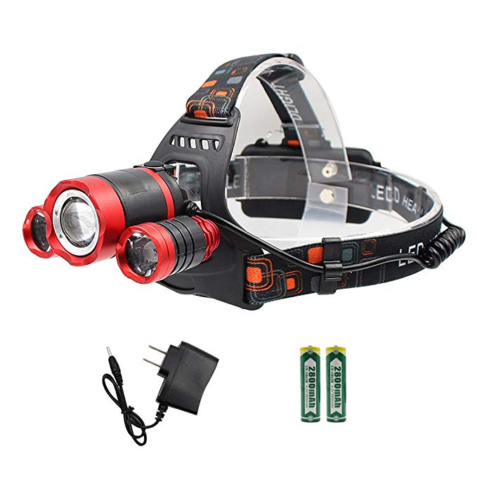 CMB Waterproof LED Headlamp 4 Modes 6000 Lumen Flashlight with 18650 Batteries T6 Headlight Helmet Light for Hunting Camping Running Outdoor Sports (Style 6)