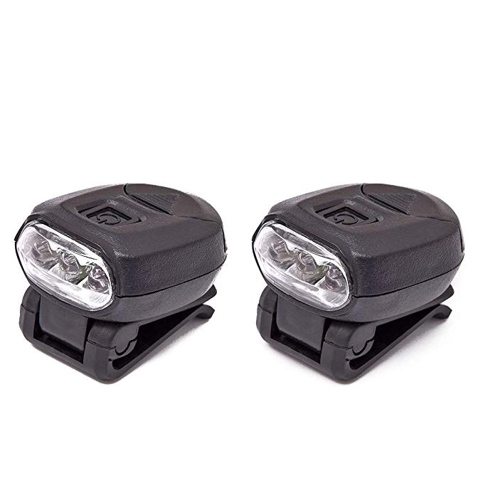 2pcs Fishing Cap Lamps Freehawk Hat Clip Headlamp 3 LED Hands Free Baseball Caps 360°Rotating 90°Adjustable Zoomable Light for Fishing Camping Hiking 2CR2032 3v (2pcs)