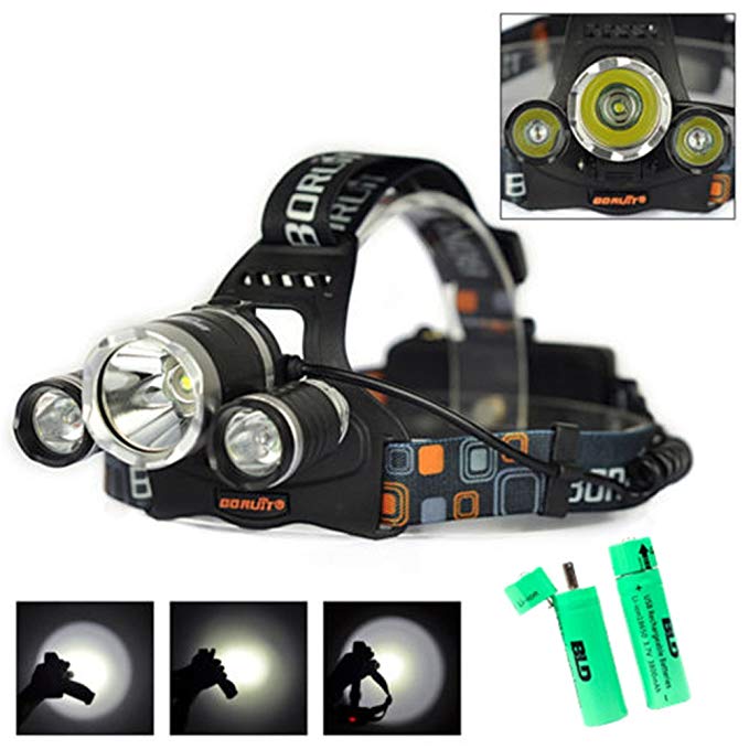 Briday LED Rechargeable Headlamp 4 modes Flashlight Helmet for Hunting Camping Running Riding Fishing