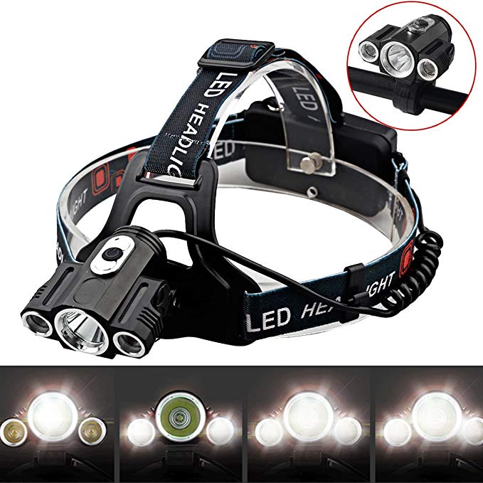 Tactical 3 X T6 LED 4 Modes HeadLamp FlashLight Headlight Torch