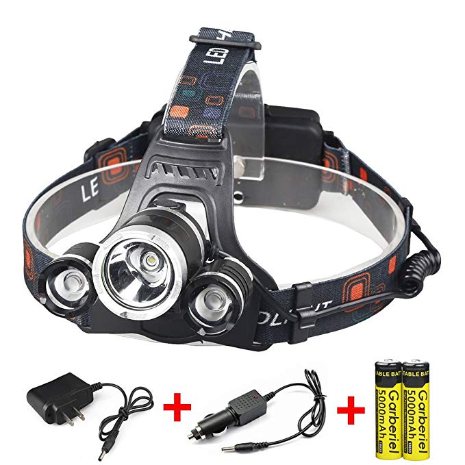 X.Store 8000 Lumens Headlamp LED Flashlight Bright Headlight Torch with 18650 Rechargeable Batteries and Wall Charger for Outdoor