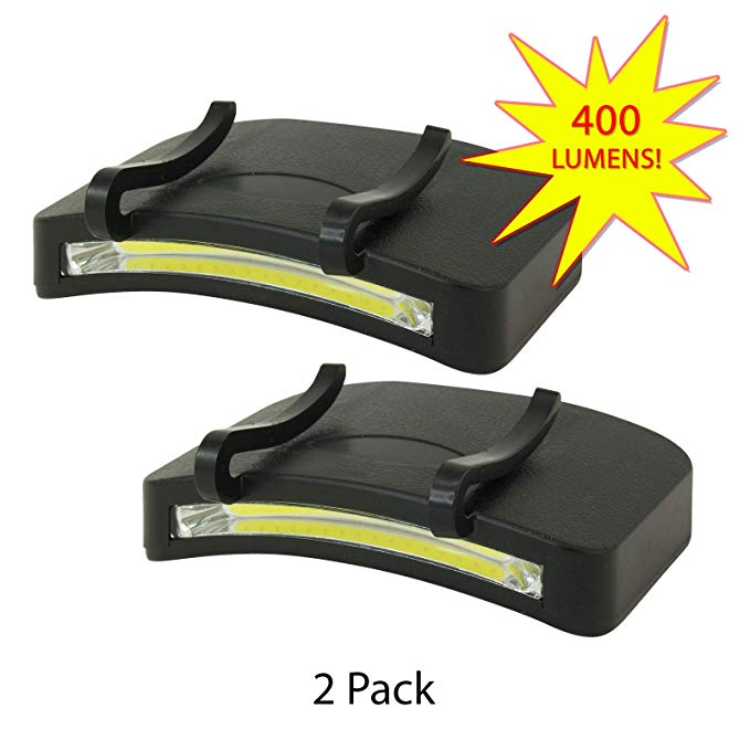 2 PACK - 400 Lumen Hi Mode / 80 Lumen Low Power Mode (2 X Cap Lights > 2 X Power & 2 X Bright) COB LED Clip On Cap Light DOUBLE BRIGHT NEW ITEM (100% MFG Guarantee) (Black)” class=”aligncenter”></a><br /><a href=