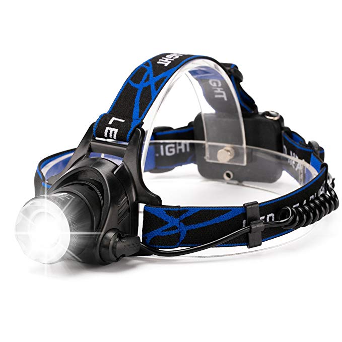 HFAN LED Headlamp Headlight, Super Bright 3 Modes 800 Lumens Adjustable Zoomable Waterproof Headlamp for Camping, Riding, Running, Night Walking, Fishing, Hunting,Reading,Car Repairing,DIY Works ect