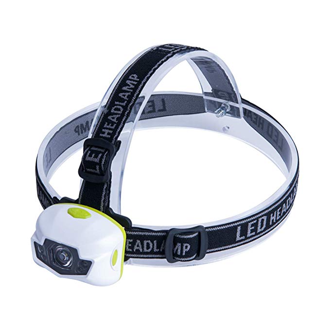 Headlamp LED, Battery Powered Helmet Light Perfect for Runners, Lightweight, Waterproof, Adjustable Headband