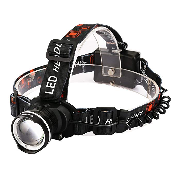 CrazyFire LED Headlamp, Super Bright Headlamp Headlight Flashlight, 3 Modes Zoomable Headlamps for Runing,Hiking,Camping,Fishing,Hunting(Black)