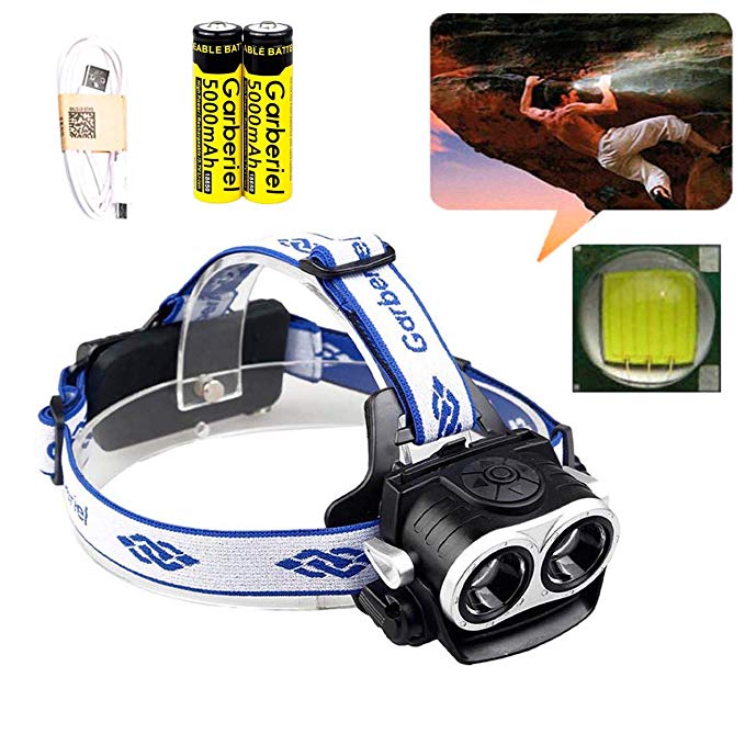 Double LED Headlamp, X.Store Super Bright 2 LED Headlamp 5 Modes Waterproof & Zoomable T6 Headlamp Headlight with Battery and USB Line