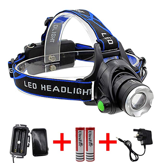 ShineMore LED Headlamp Waterproof USB Rechargeable Headlight Flashlight Power Indicator, Perfect Camping Jogging Walking Other Outdoor Sports