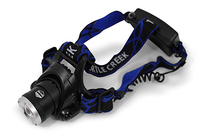 Turtle Creek LED Headlamp - Camping Headlamp - Best Tactical Headlamp - Durable Hiking Headlamp - Bright Fishing Headlamp and Hunting Headlamp - Cree LED with 18650 Batteries