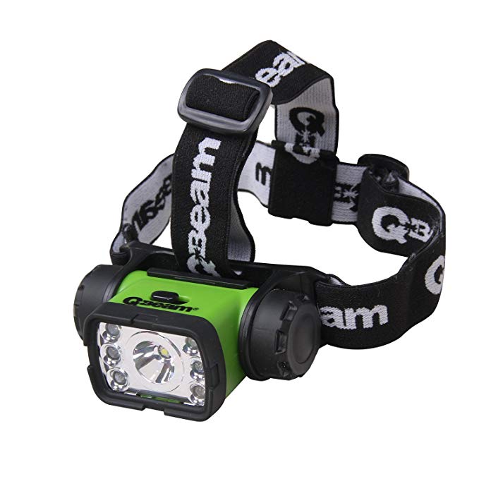 Brinkmann Qbeam 7 LED Headlight, 4 Modes Spot/Flood/Red/Green headlight flashlights Hard Hat Light, Bright Head Lights, Running or Camping headlamps 809-2631-1