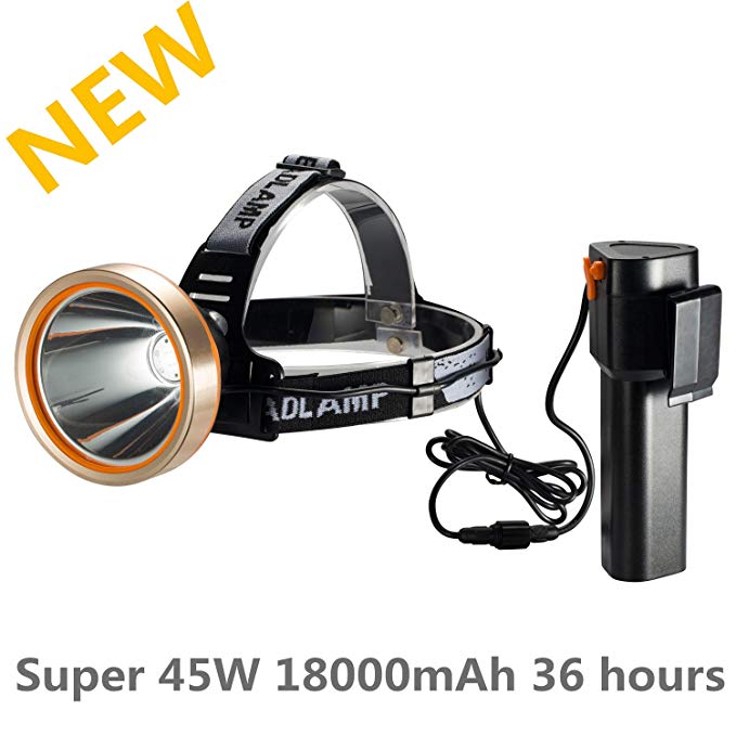 HMAN LED Headlamp,Spotlight Headlamp,Super Bright 6000 Lumen Headlight with,Improved Led Headlamps, Rechargeable 18650 Flashlights,18000mAh,Waterproof Light,Camping,Hiking,Mining Light,Hunting