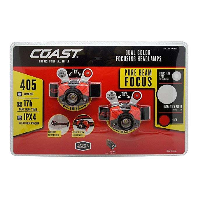 Coast Focusing Headlamps 405 Lumen LED 2 Pack