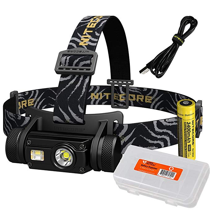 Nitecore HC65 1000 Lumen USB Rechargeable Headlamp with White/Red/High CRI Outputs and Lumen Tactical Battery Organizer