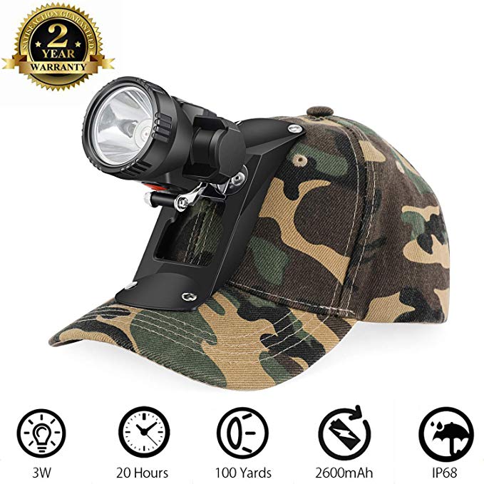 GearOZ Red LED Cordless Headlamp Soft Outdoor Bracket Cap Night Hunting,Scanning Coons,Coyotes,Foxes,Alligators,Predators' Eyes