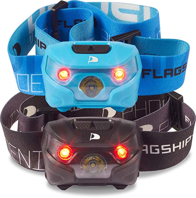 Flagship-X 2-Pack Phoenix Rechargeable IPX4 Waterproof LED Camping Headlamp Flashlight For Running (Cyan & Black)