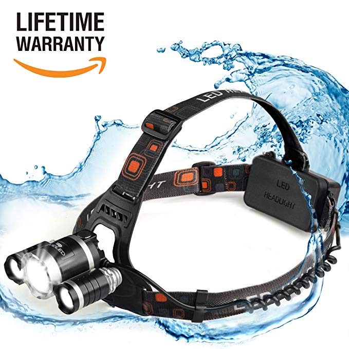 Vividled Waterproof Rechargeable LED Headlamp 6000 Cree Headlamp Flashlight; extraordinary for Walking, Running, Camping and Outdoor Sports